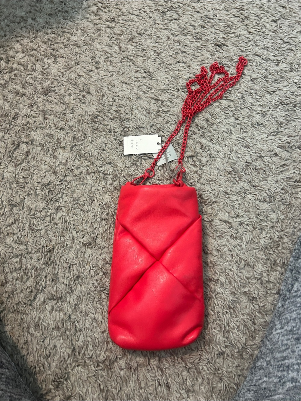 a new day Red Quilted Chain Crossbody Pouch